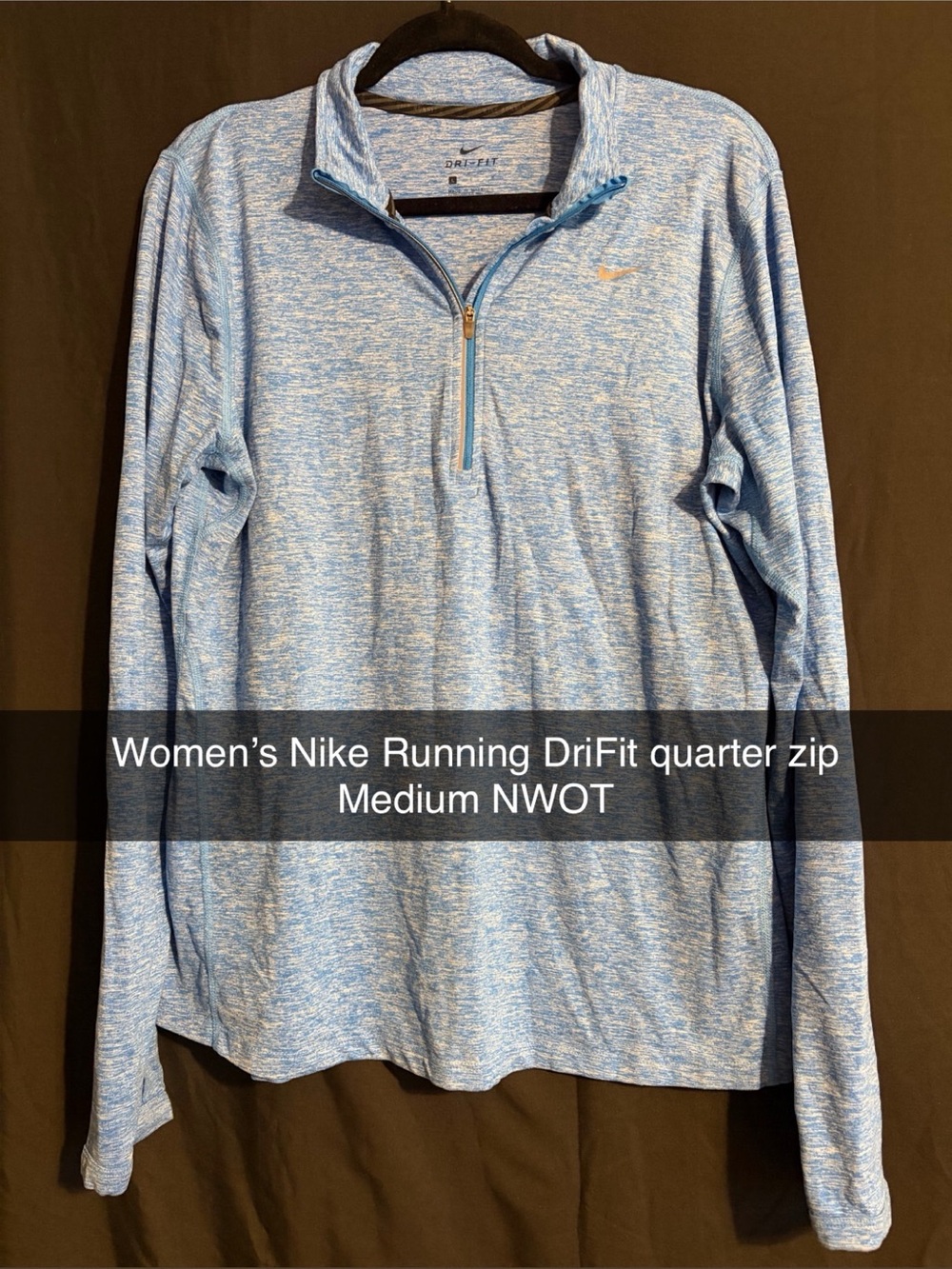 NWOT - Nike Women's Heather Light Blue Quarter-Zip Dri-FIT Pullover